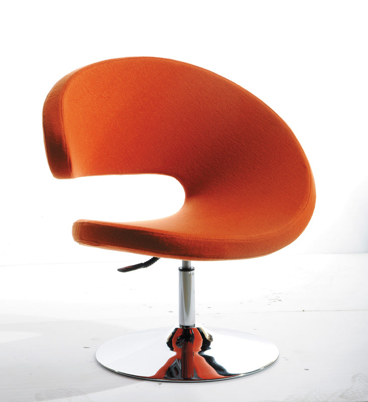  34' Orange Fabric Polyester and Wool Lounge Chair By Homeroots 