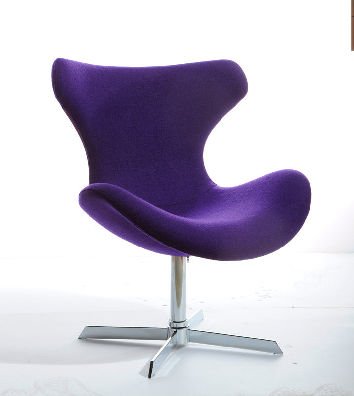  33' Purple Fabric Polyester and Wool Lounge Chair By Homeroots 