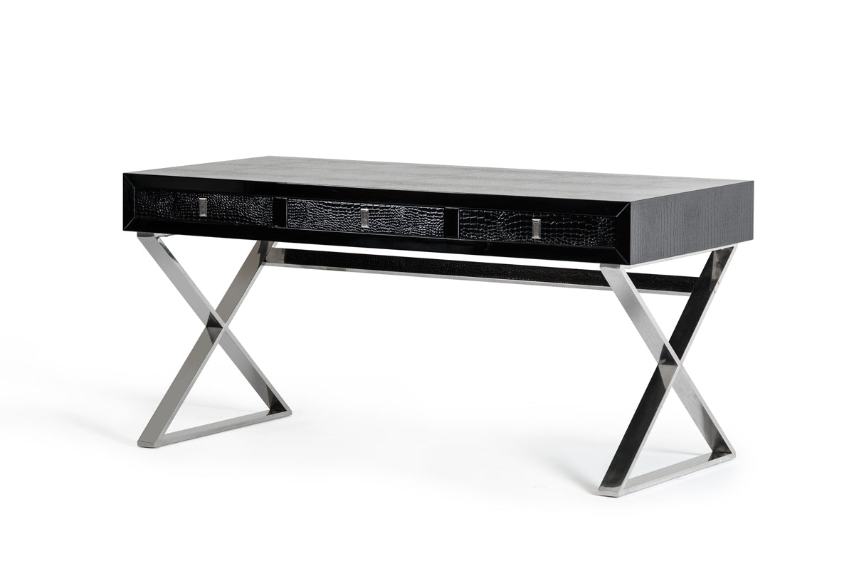  21' Black Crocodile Mdf And Steel Desk By Homeroots 