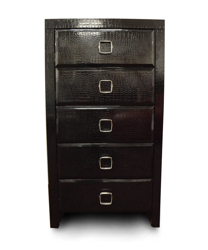  44 Black Crocodile MDF Chest with 5 Drawers By Homeroots 