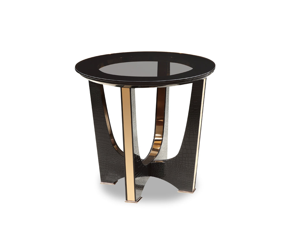  22' Black Crocodile and Rosegold End Table By Homeroots 