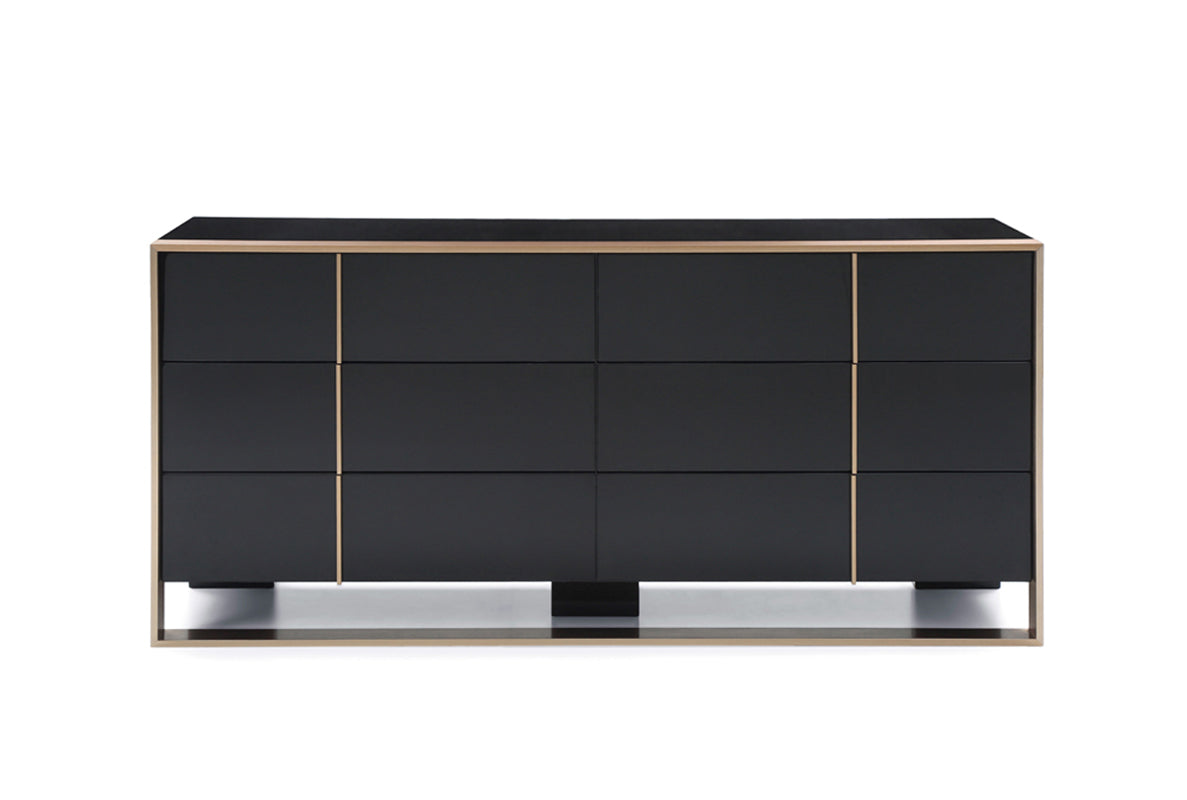  29' Black And Brushed Bronze Dresser By Homeroots 