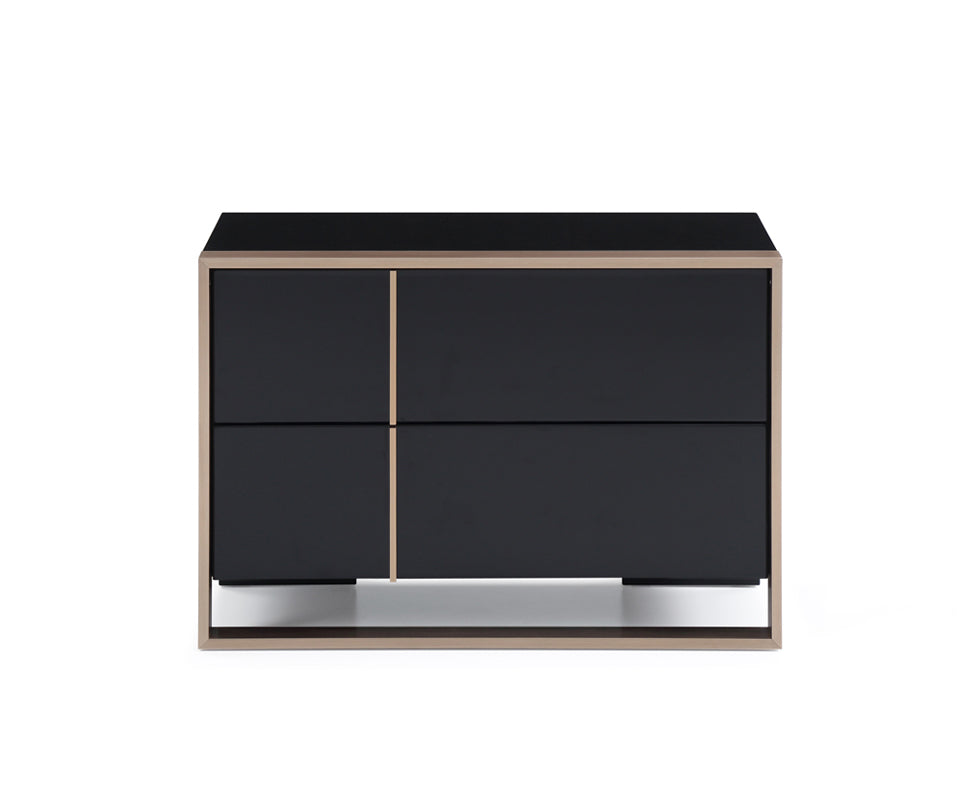  Modern Brushed Black And Bronze Nightstand By Homeroots 