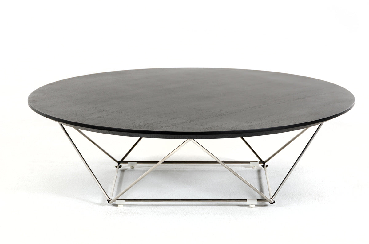  11' Wenge Veneer and Stainless Steel Coffee Table By Homeroots 