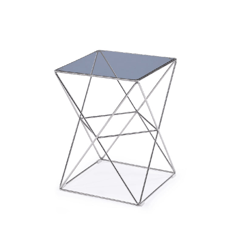  22' Glass and Stainless Steel End Table By Homeroots 