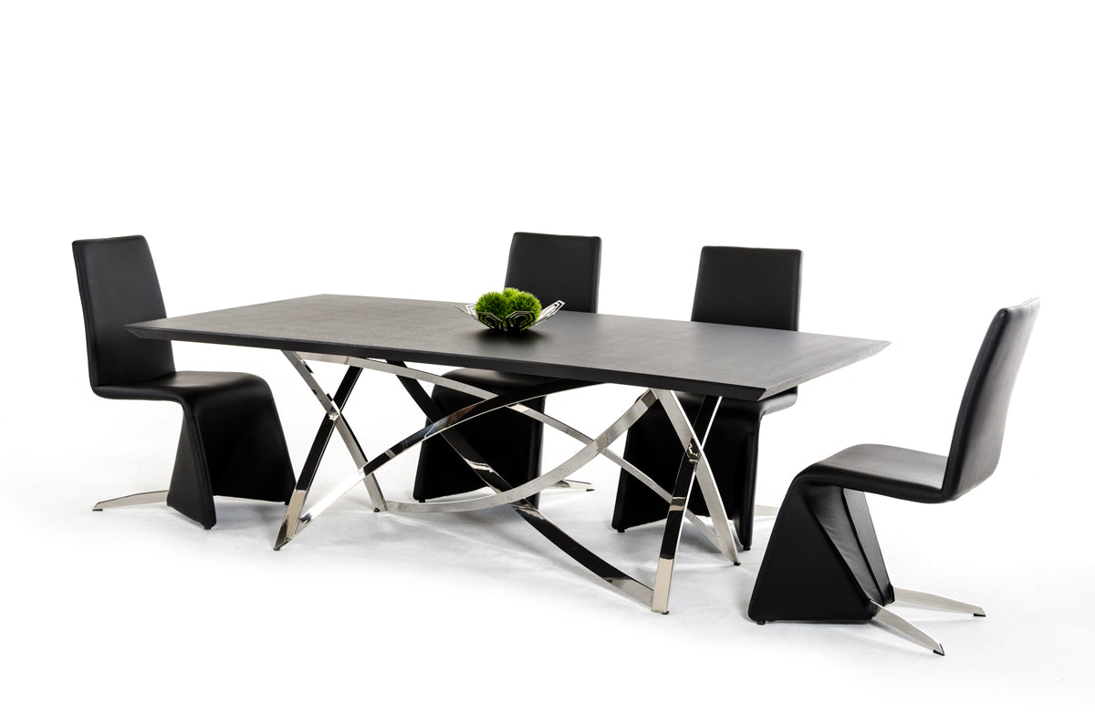  30" Wenge Veneer And Stainless Steel Dining Table By Homeroots 