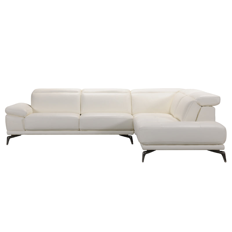  29' White Leather and Wood Sectional Sofa By Homeroots 