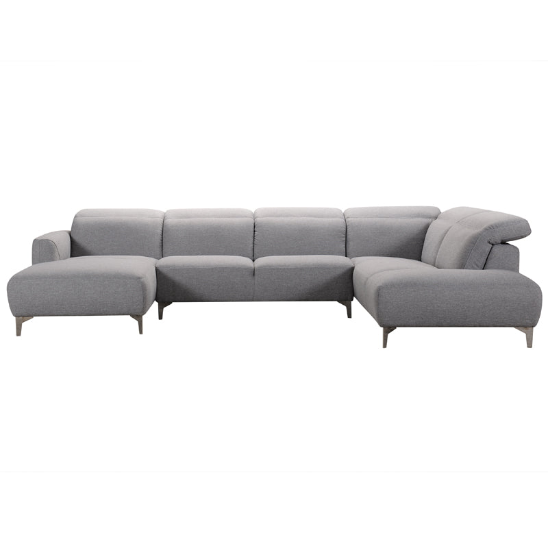  30' Grey Fabric and Iron Sectional Sofa with a Wood Frame By Homeroots 