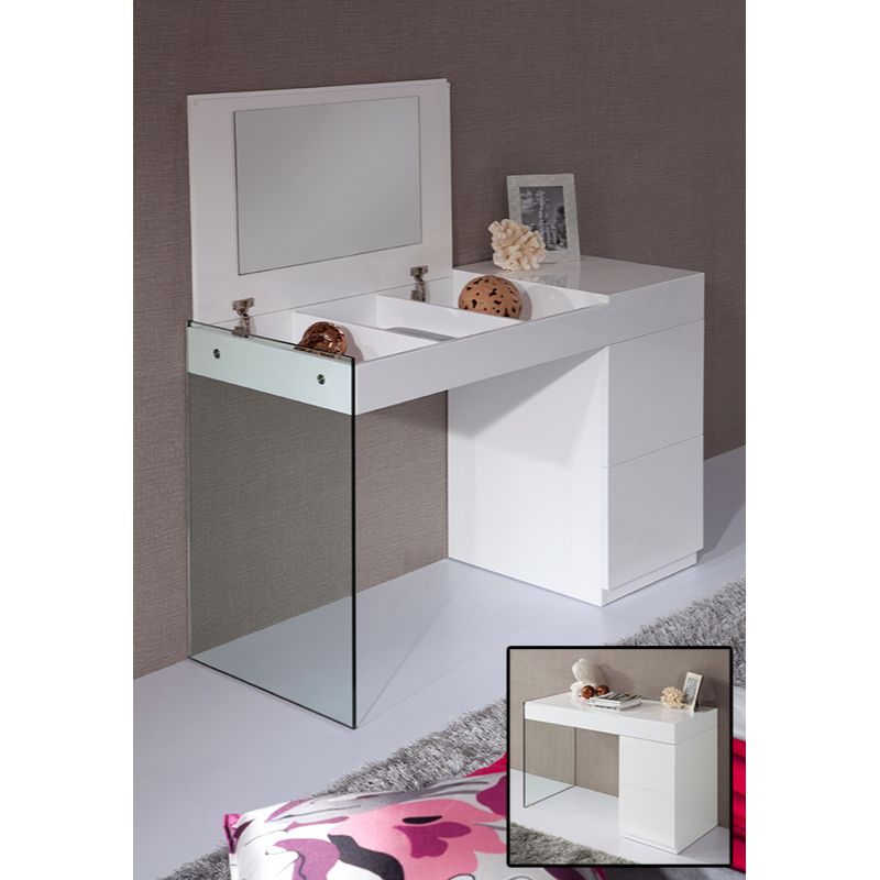  27" White Glass Floating Vanity with a Mirror By Homeroots 