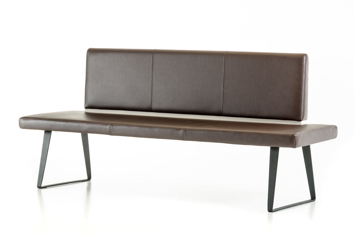  35' Brown Leatherette and Metal Dining Bench By Homeroots 