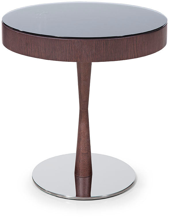  22' Brown Oak Veneer Round End Table By Homeroots 