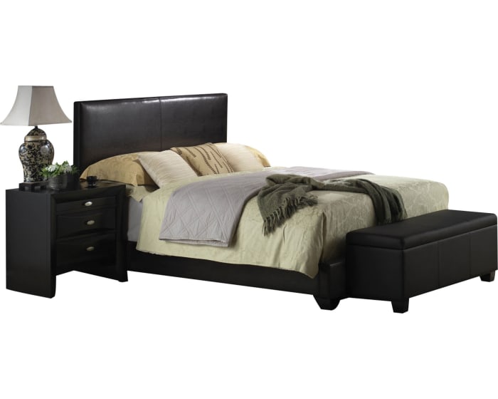  Full Black Pu Panel Bed By Homeroots 