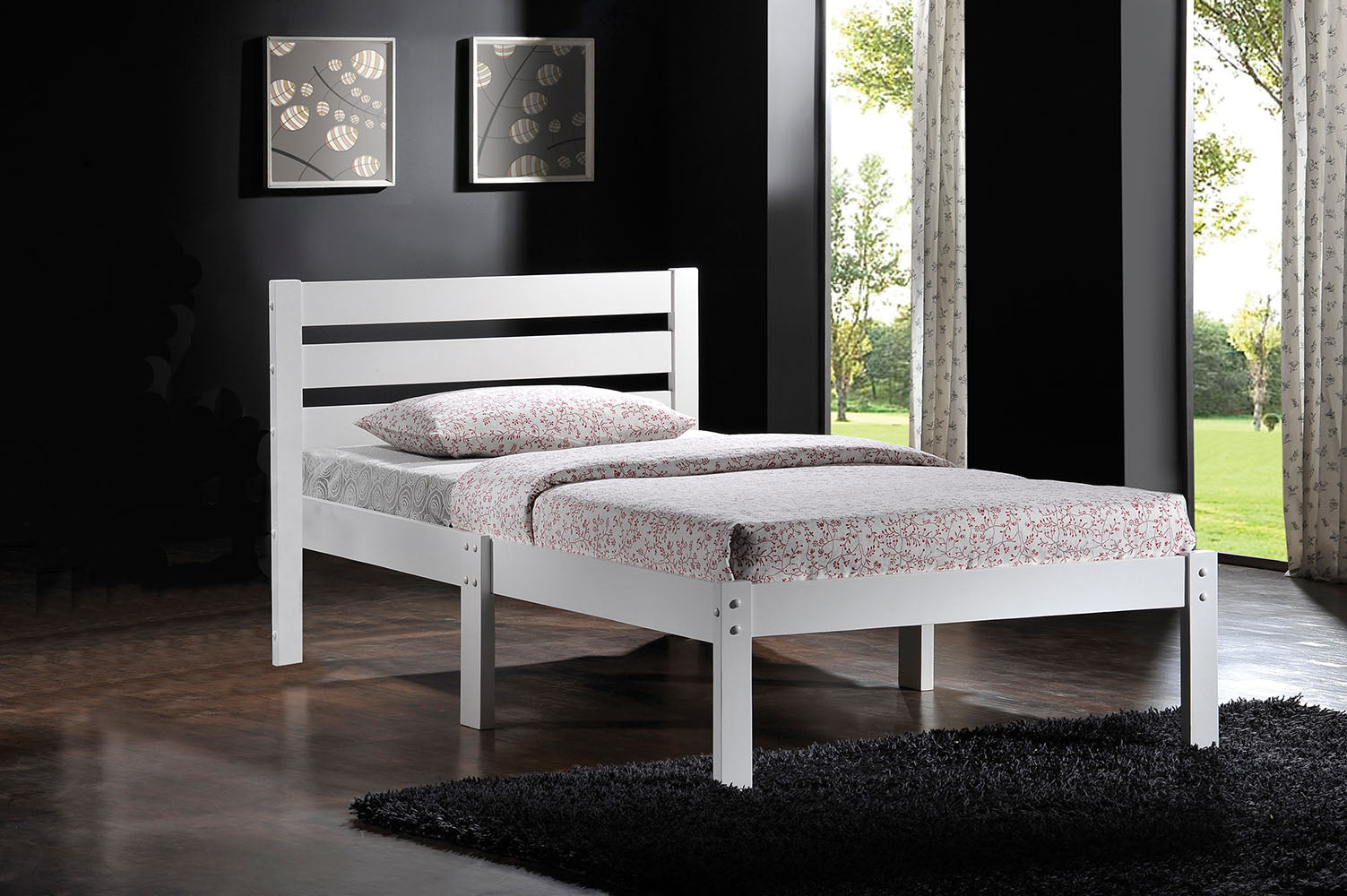  Popular White Twin Size Wood Slat Bed By Homeroots 