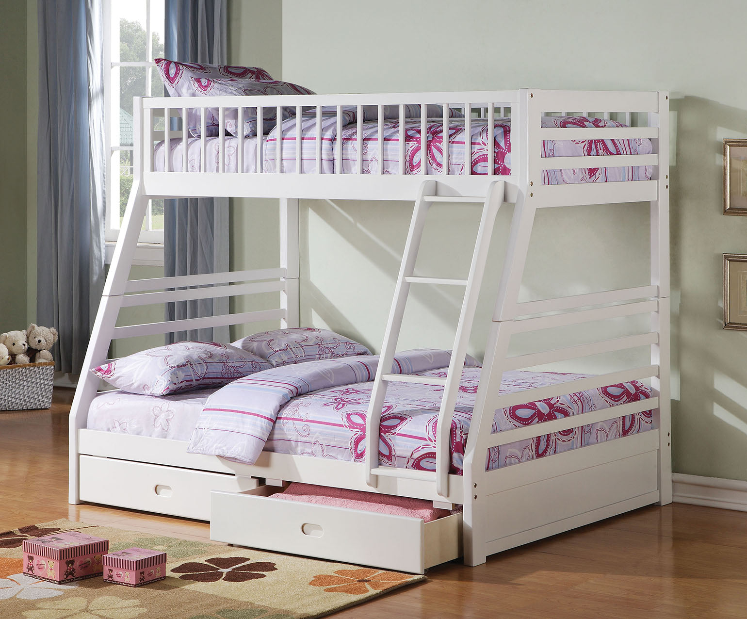  White Pine Wood Twin Over Full Bunk Bed By Homeroots 