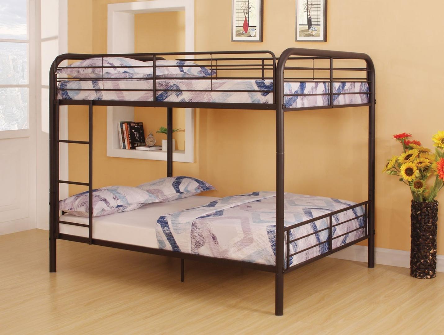  Dark Brown Metal Tube Full Over Full Bunk Bed By Homeroots 