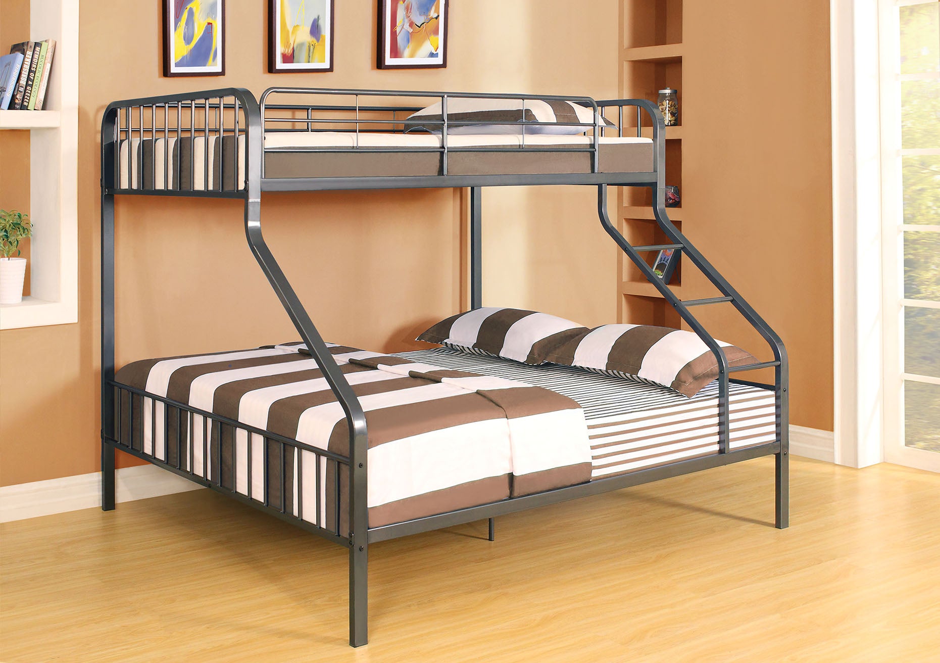  Gunmetal Twin Xl Over Queen Bunk Bed By Homeroots 