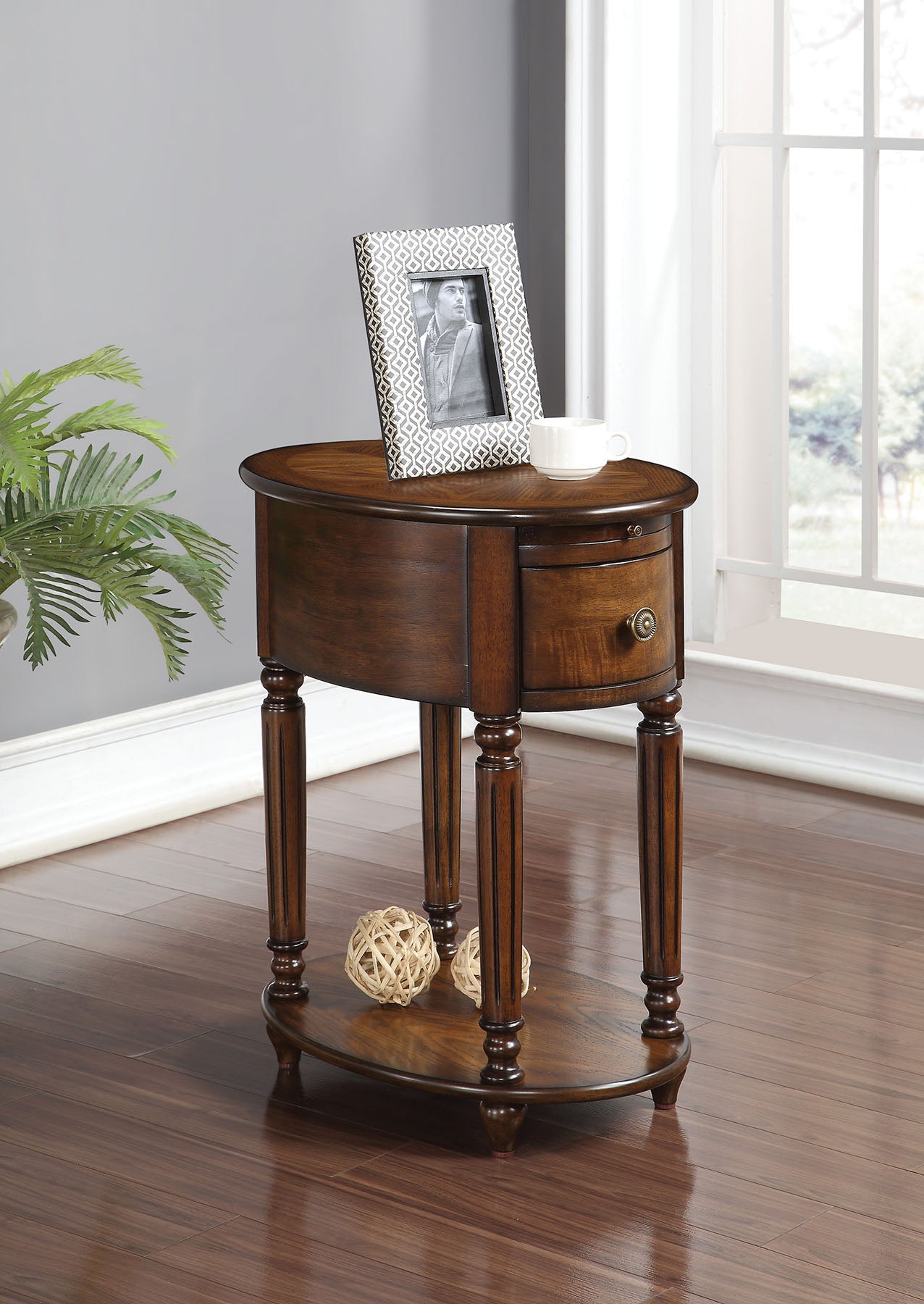  Dark Oak Finish Oval Side or End Table By Homeroots 