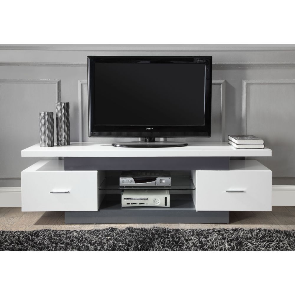  White And Gray Mdf Tv Stand By Homeroots 