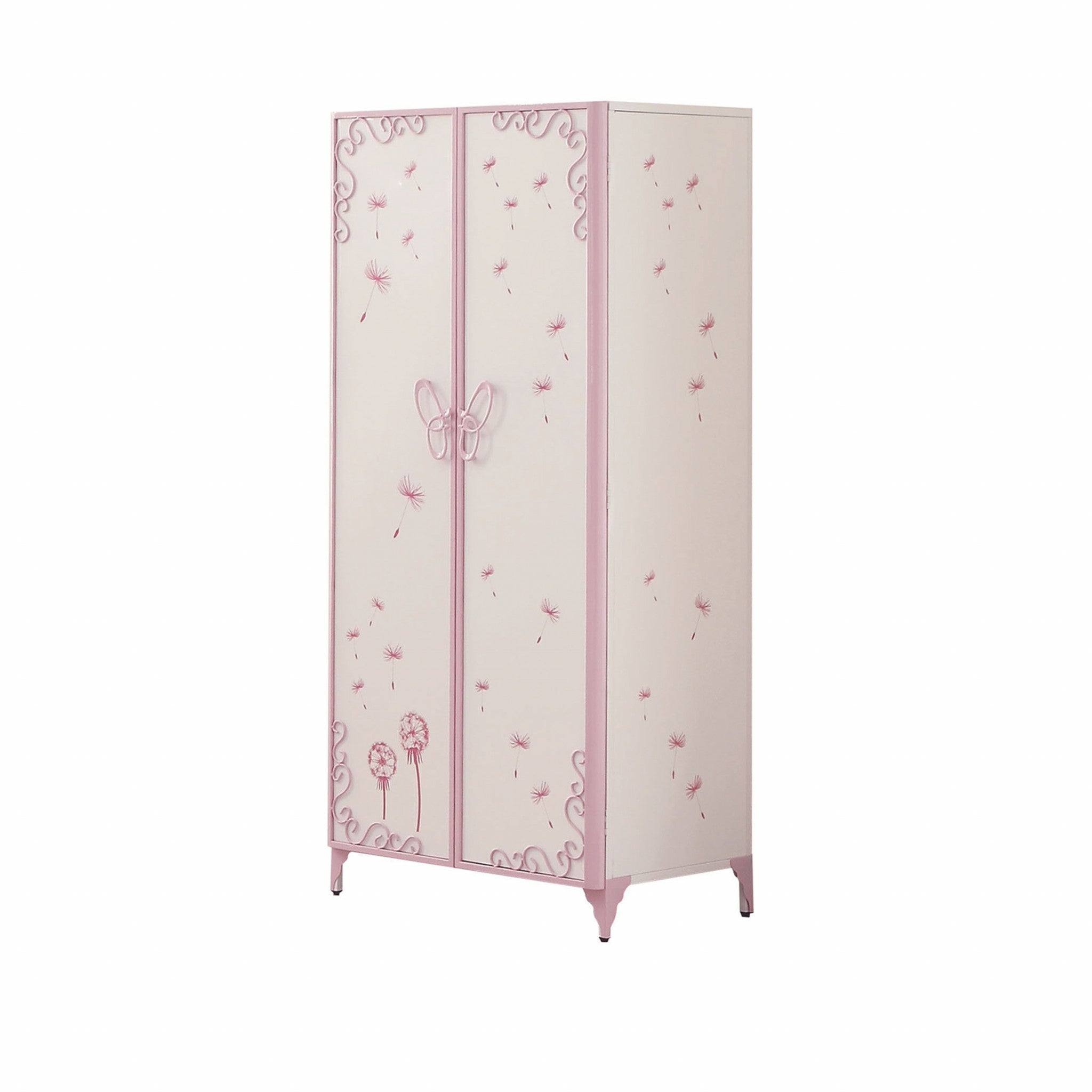  White And Light Purple Metal Tube Armoire By Homeroots 