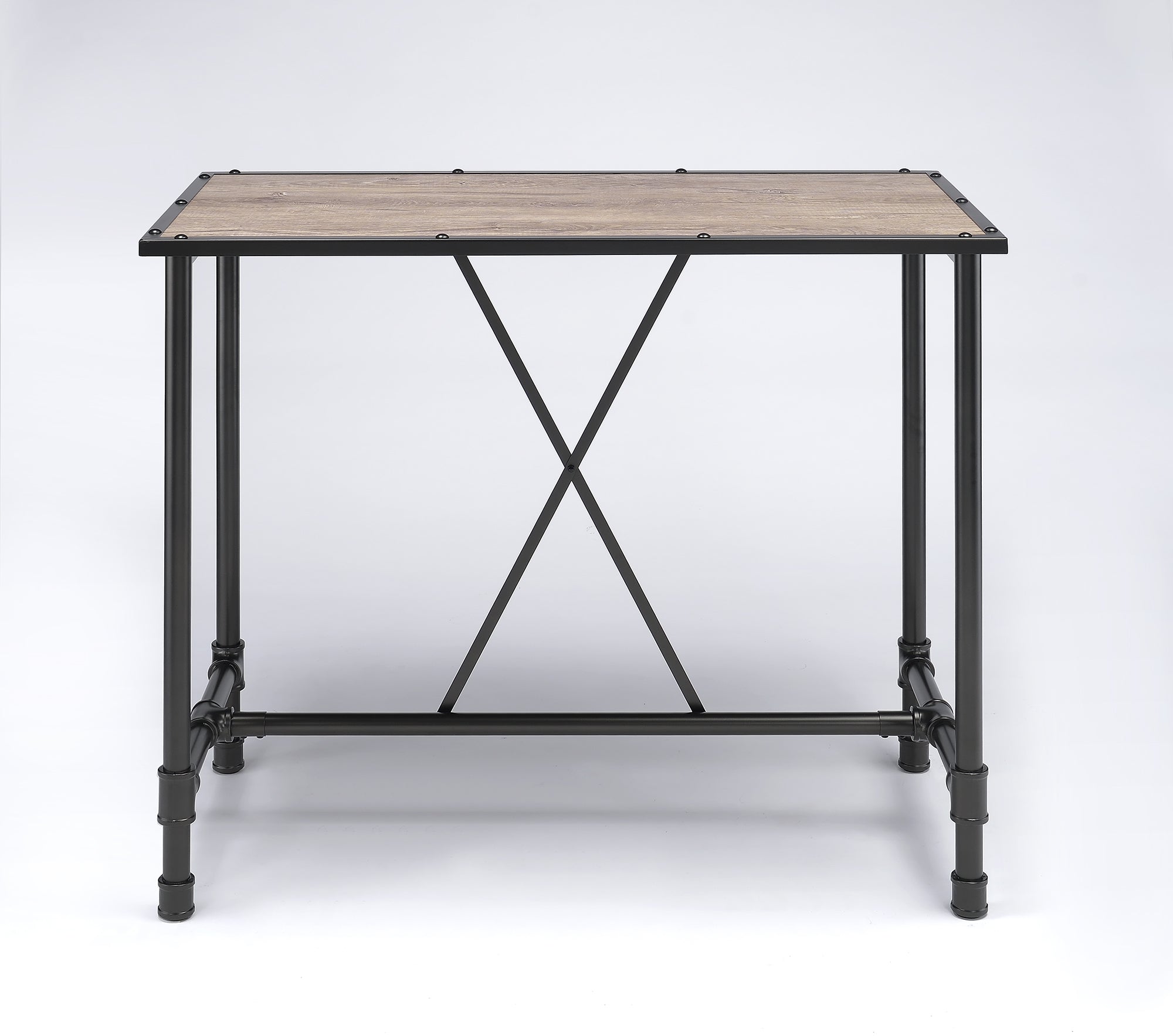  Oak And Black Bar Table By Homeroots 