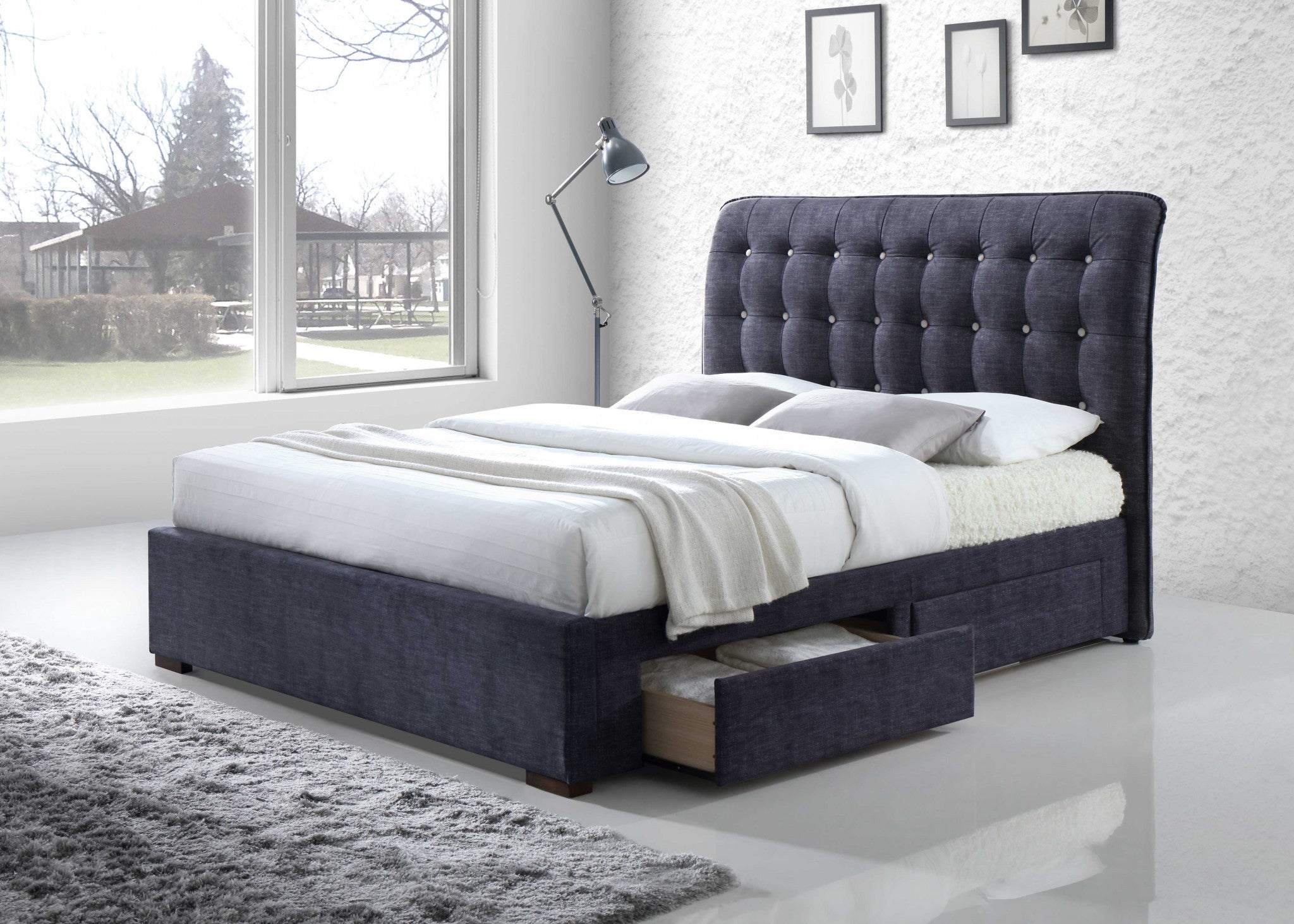  Dark Gray Fabric King Bed With Storage By Homeroots 