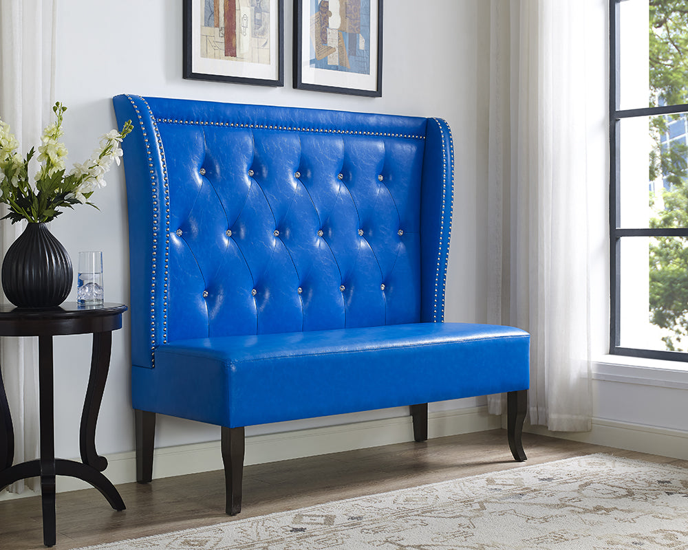  Blue Pu Settee By Homeroots 
