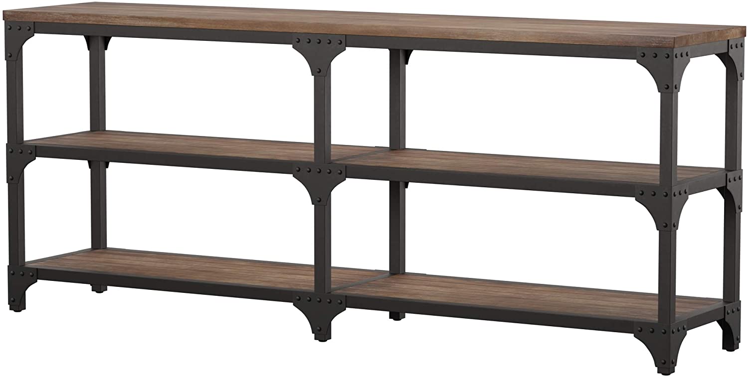  72' Rustic Weathered Oak Finish Console Storage Table By Homeroots 