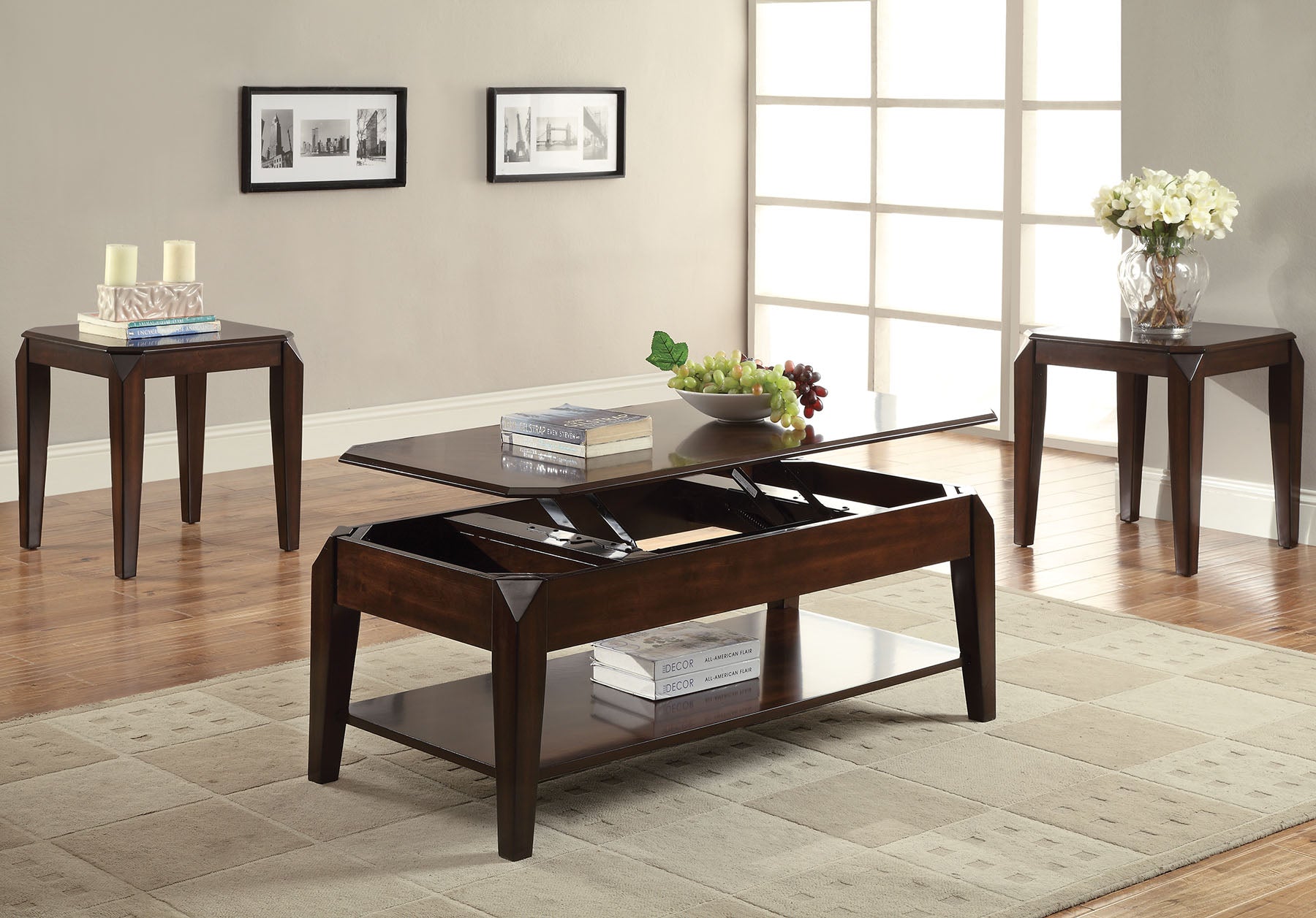  Walnut Coffee Table With Lift Top By Homeroots 