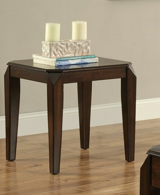  Faceted Corner Walnut Square End Table By Homeroots 