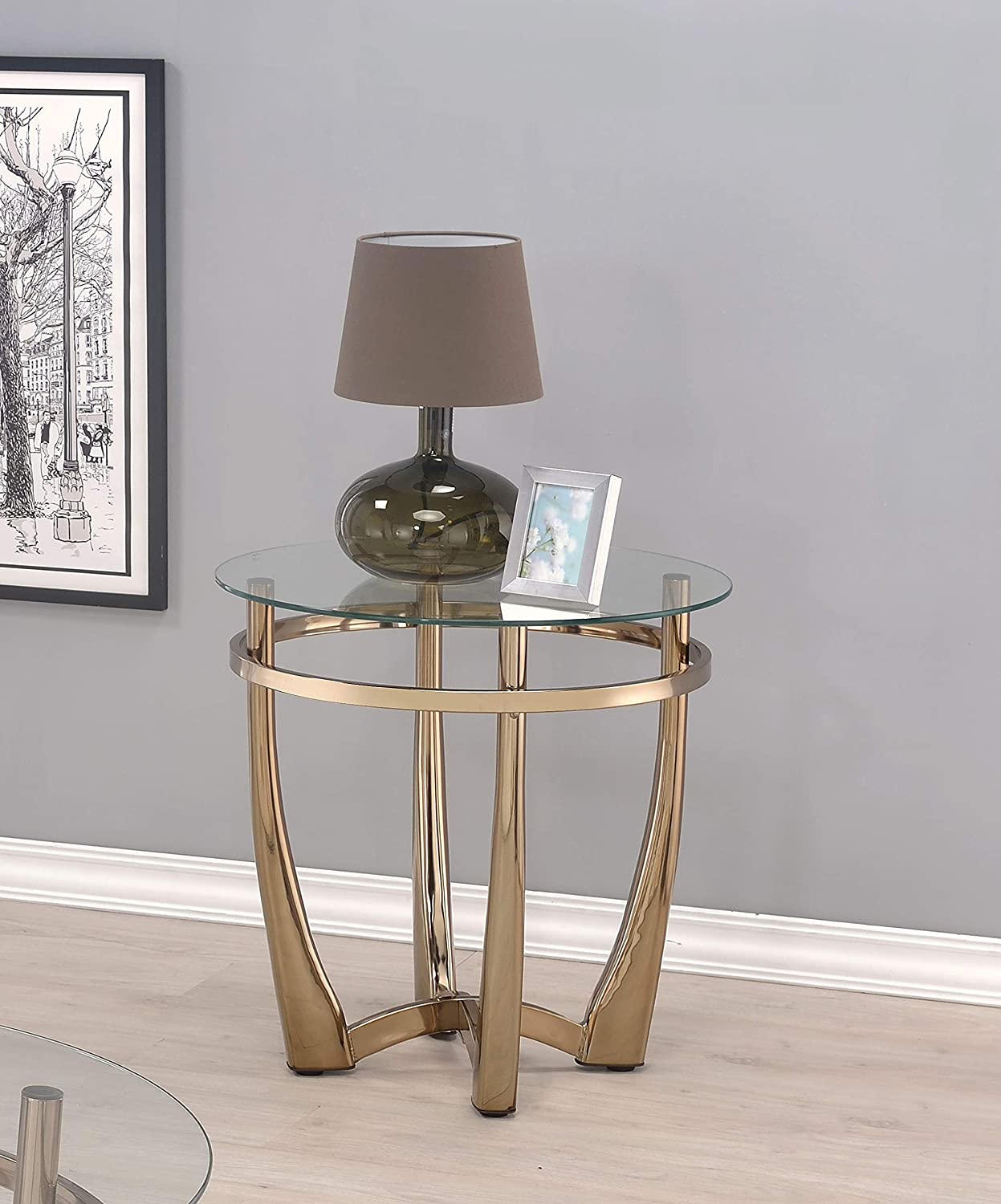  25' X 23' Champagne And Clear Glass End Table By Homeroots 