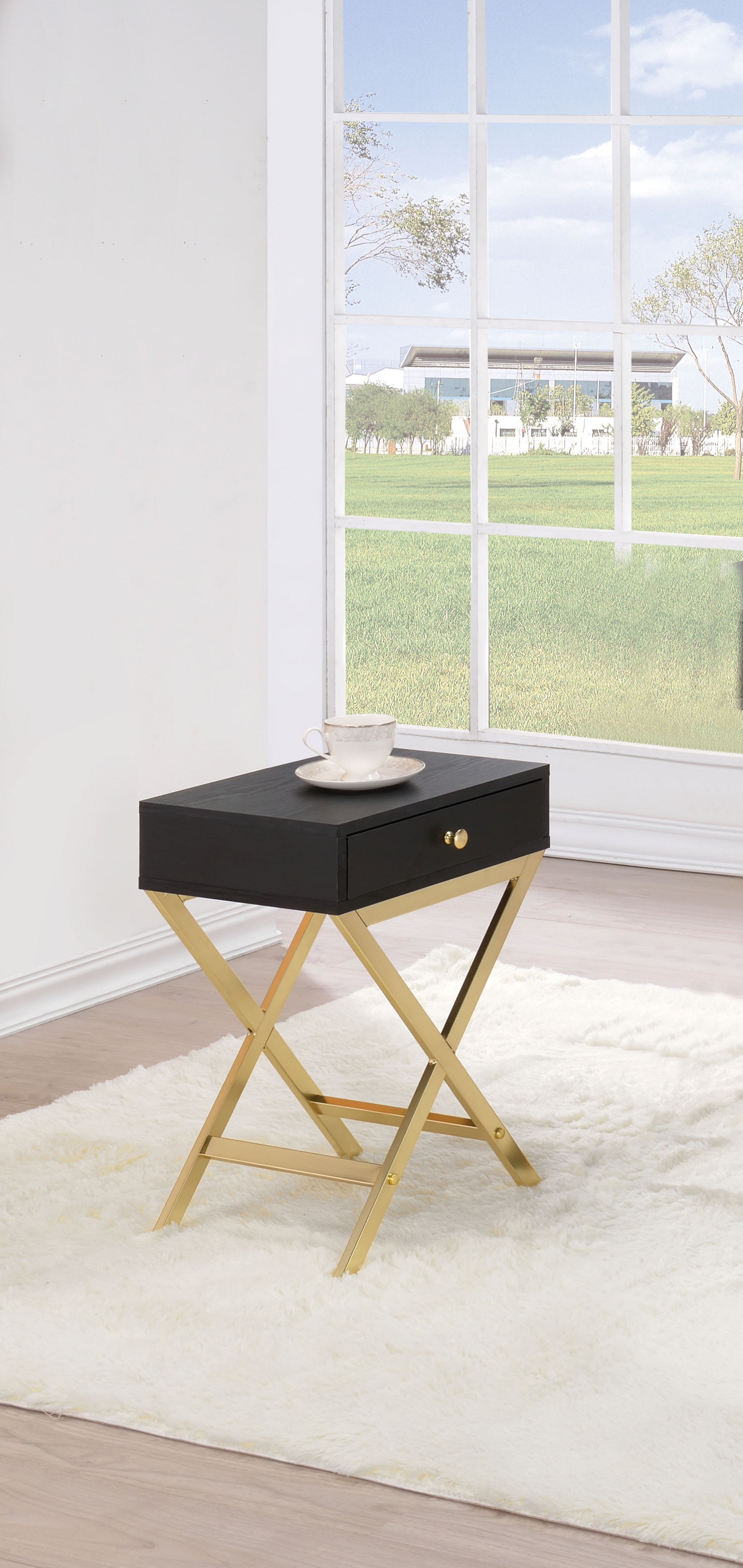  Black Brass Single Drawer Side Table By Homeroots 