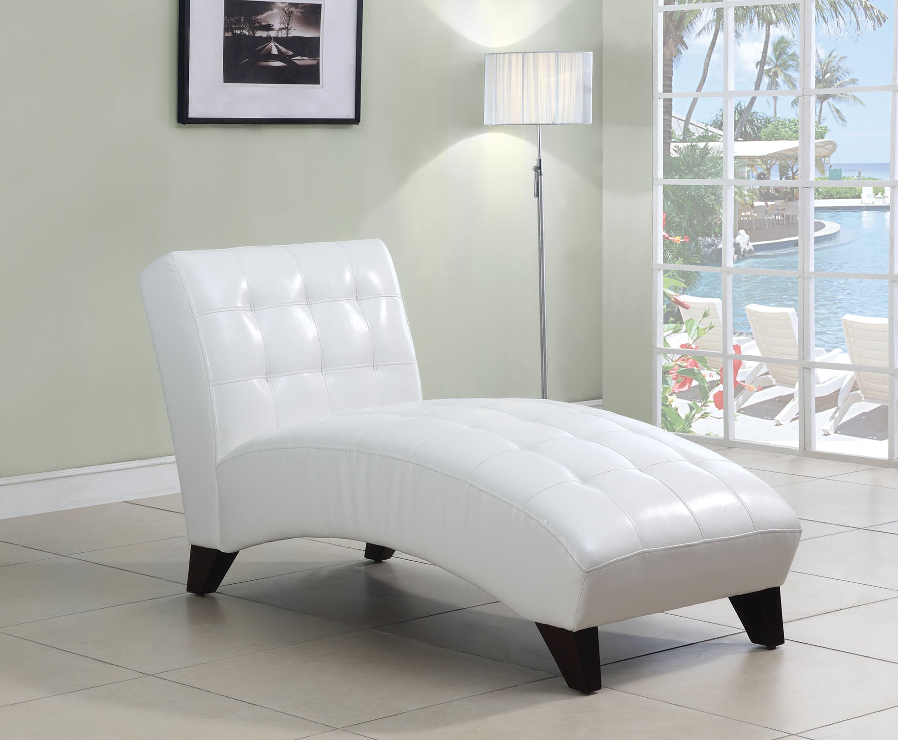  White Faux Leather Chaise Lounge Chair By Homeroots 