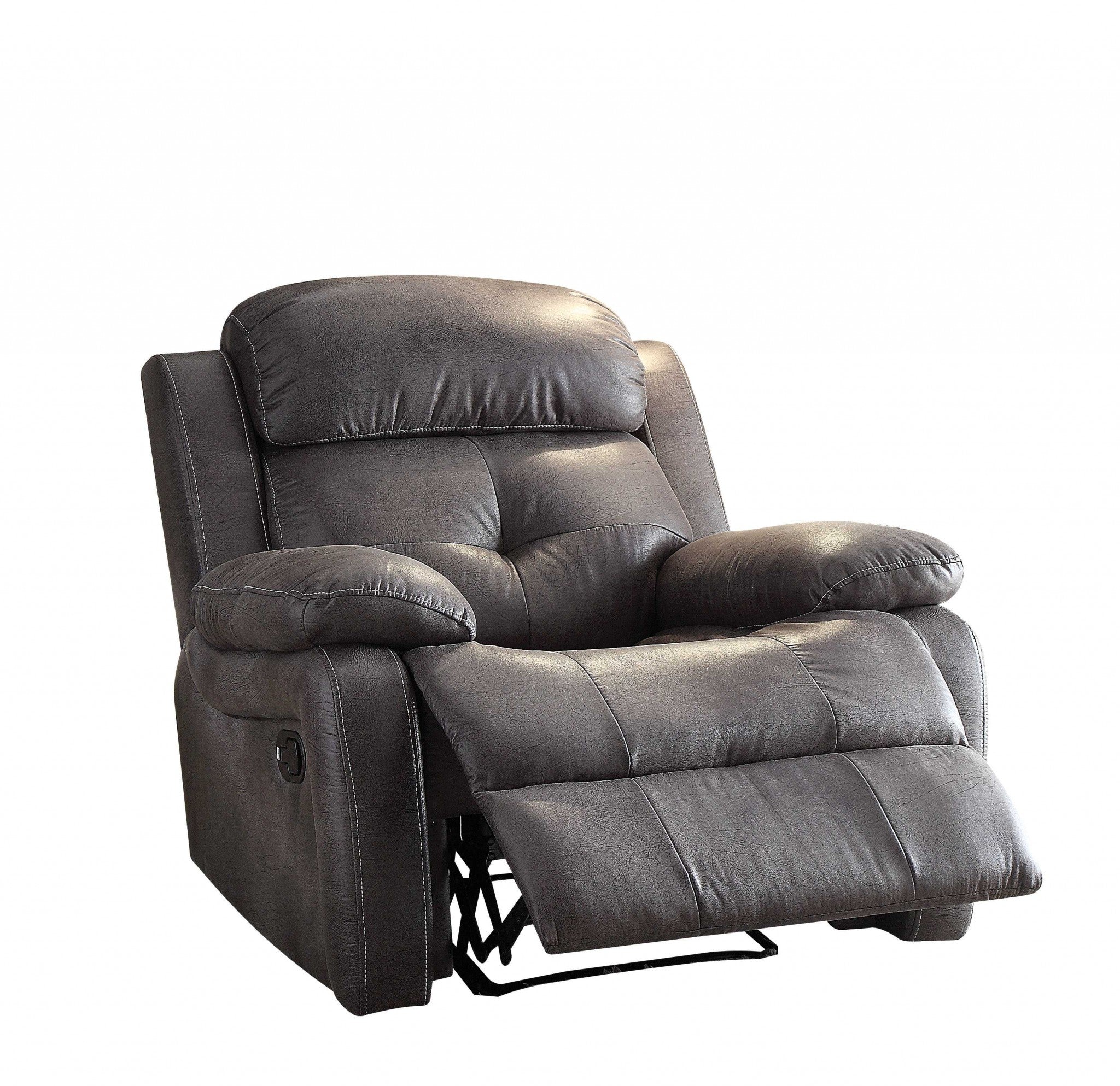  Gray Polished Microfiber Fabric Recliner By Homeroots 