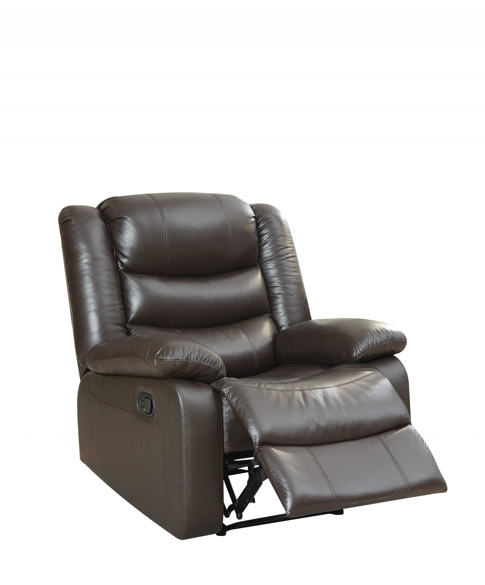  Espresso Top Grain Leather Match Recliner By Homeroots 