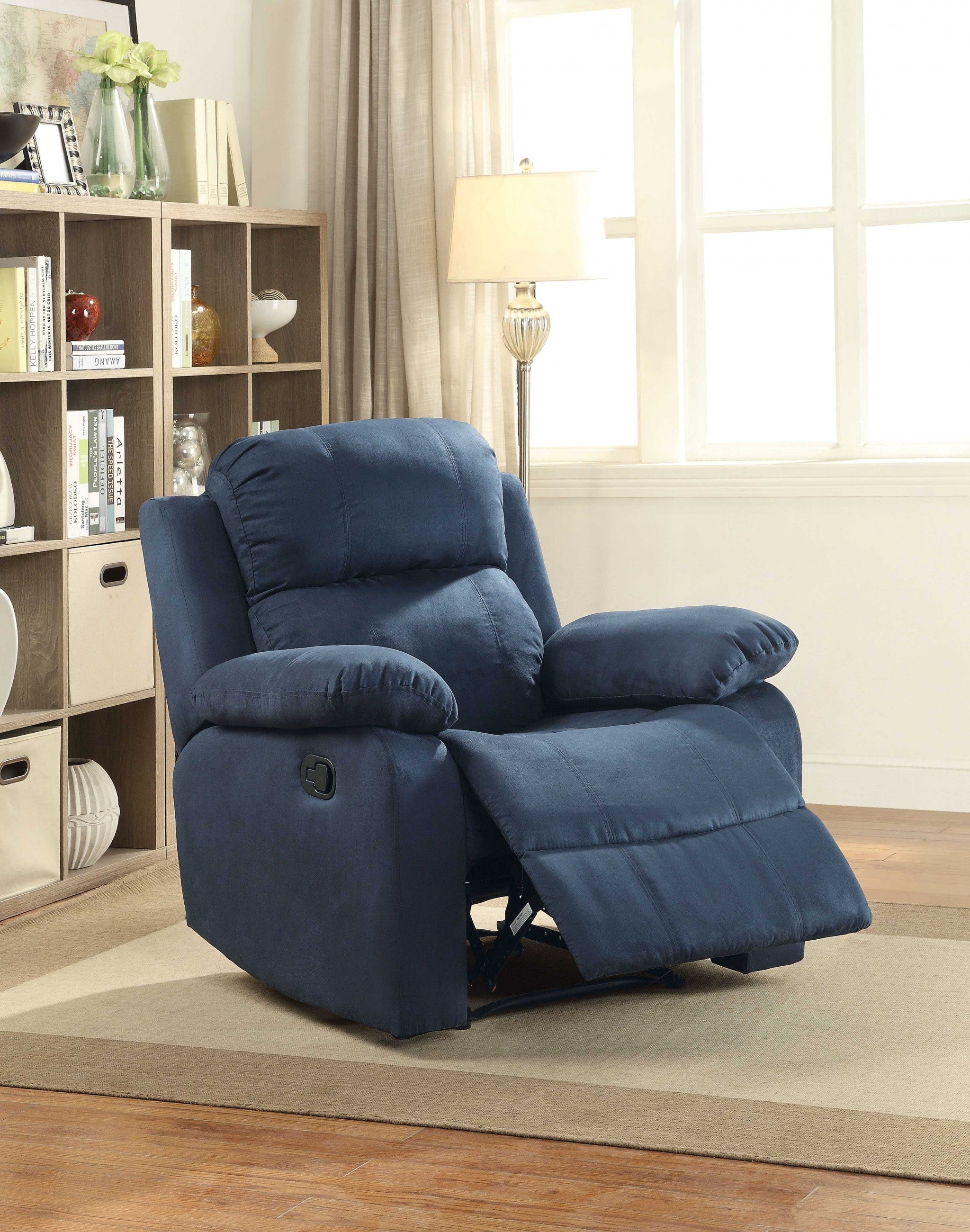  Microfiber Motion Recliner Chair in Blue By Homeroots 