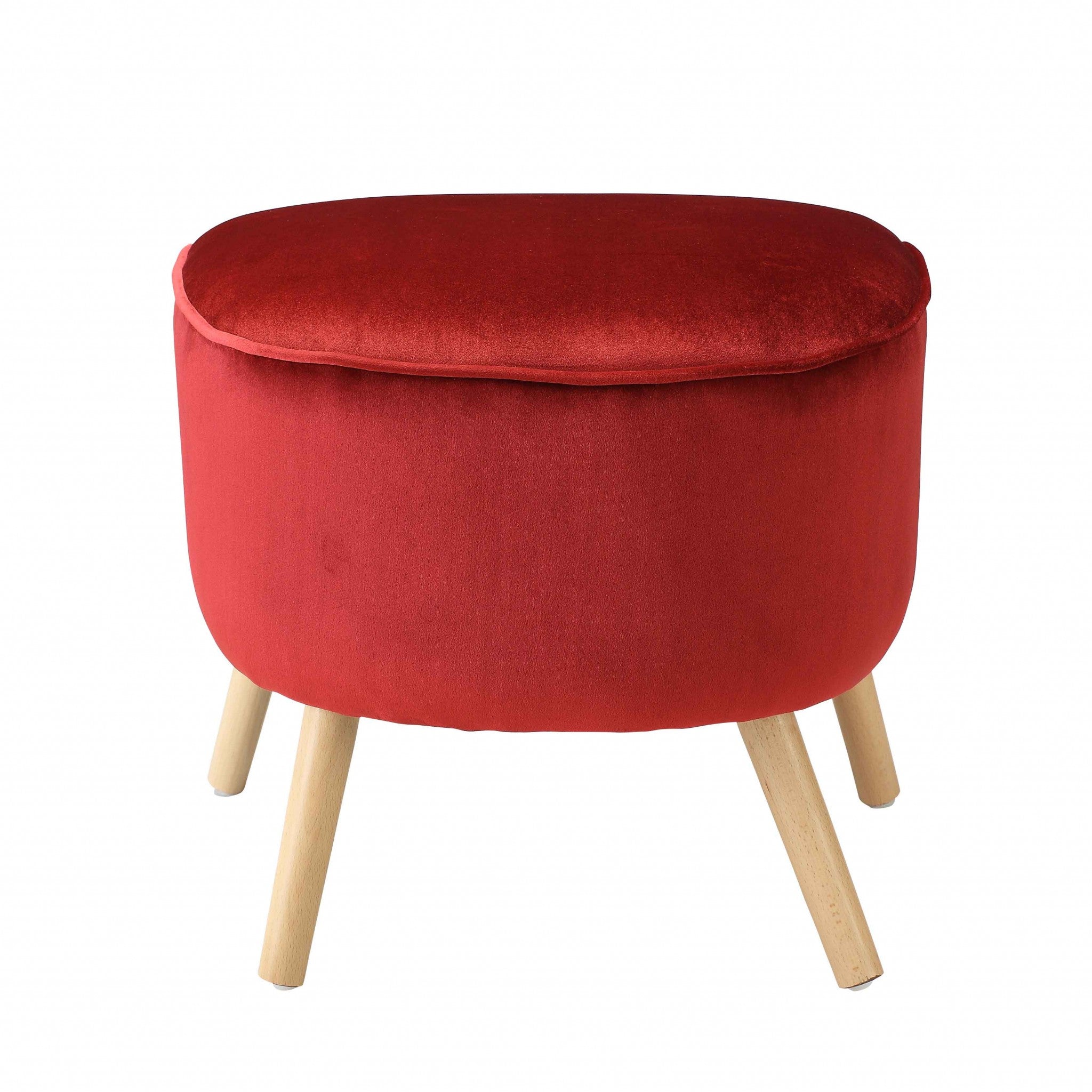  Red Velvet Fabric Ottoman By Homeroots 