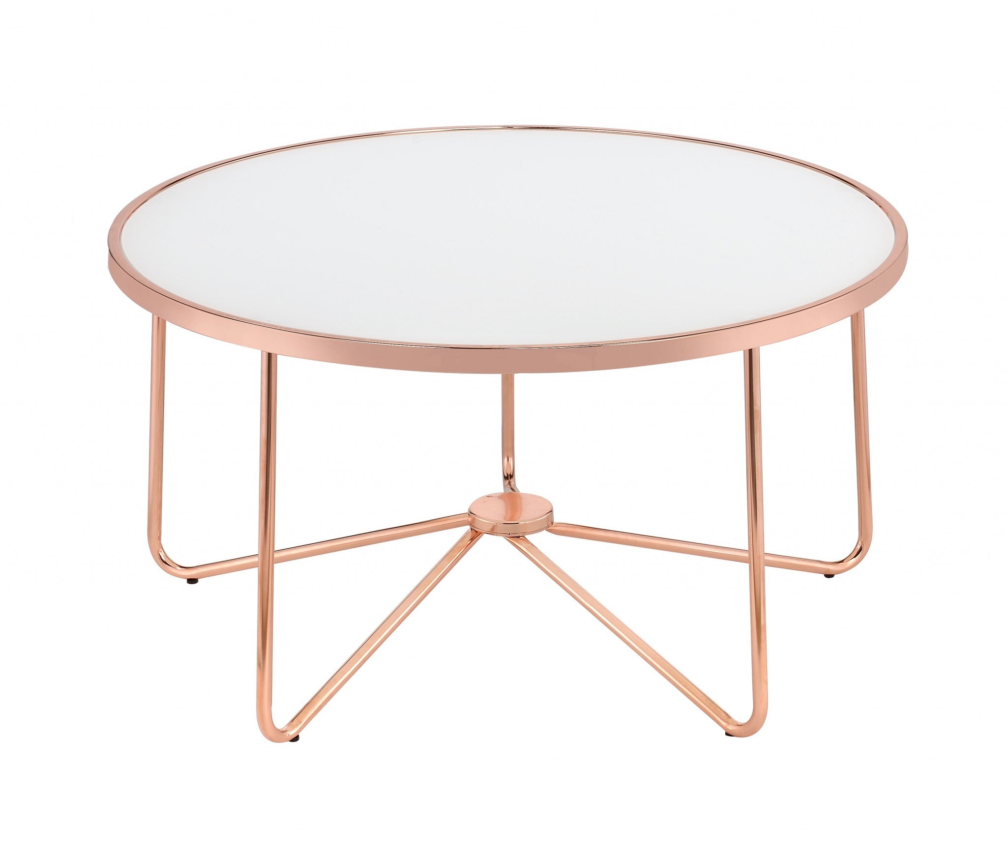  Frosted Glass And Rose Gold Coffee Table By Homeroots 