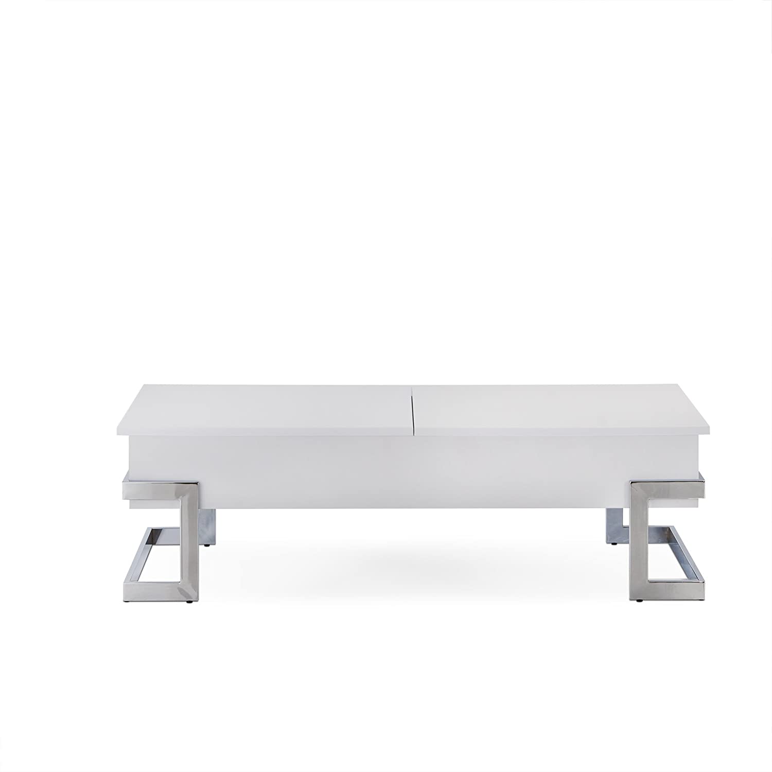  White And Chrome Particle Board Coffee Table By Homeroots 