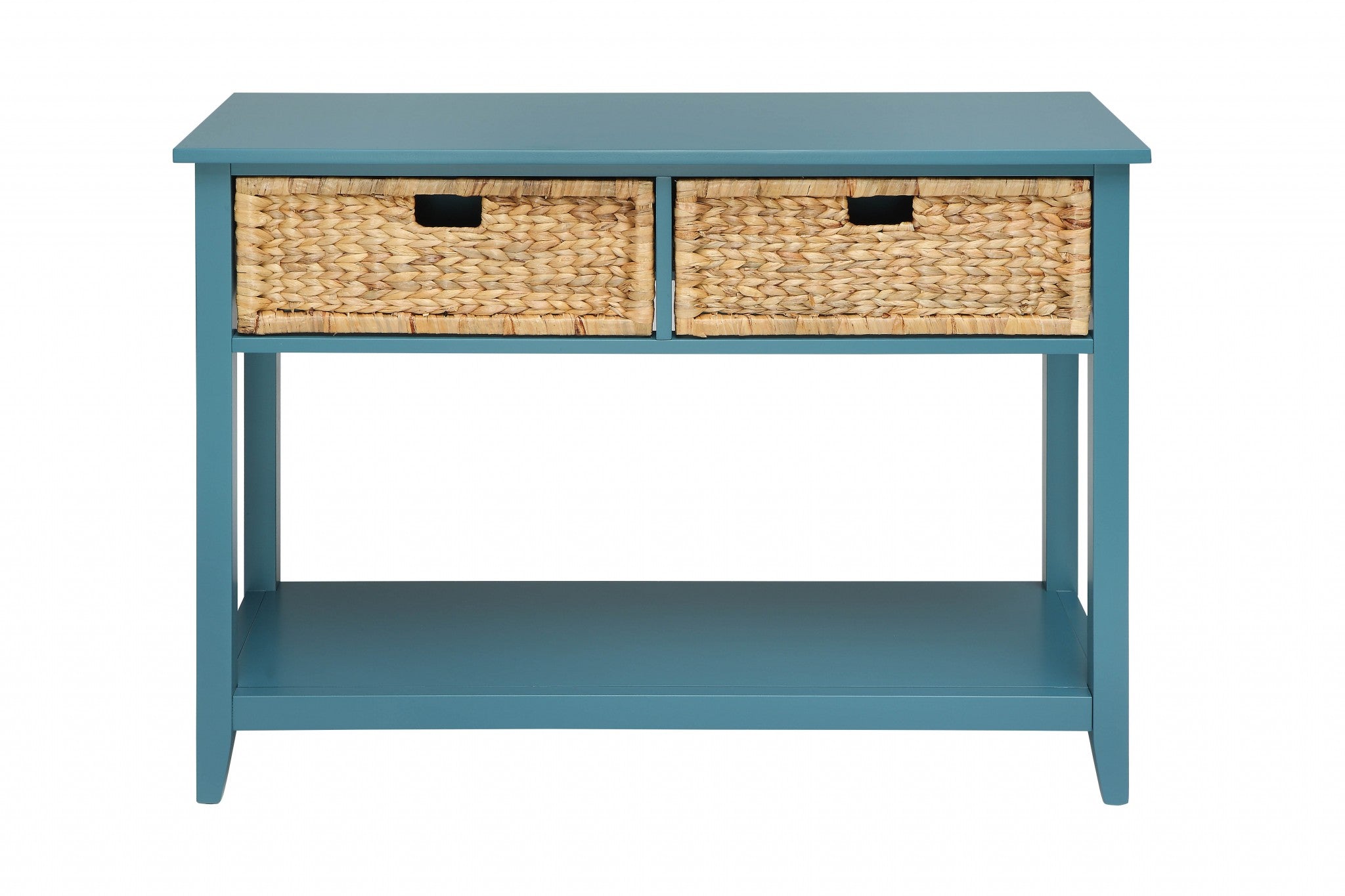  Teal Solid Wood Leg Console Table By Homeroots 