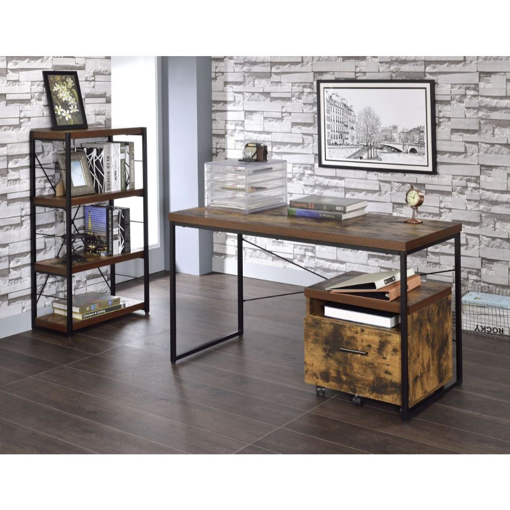  Weathered Oak Paper Veneer Desk By Homeroots 