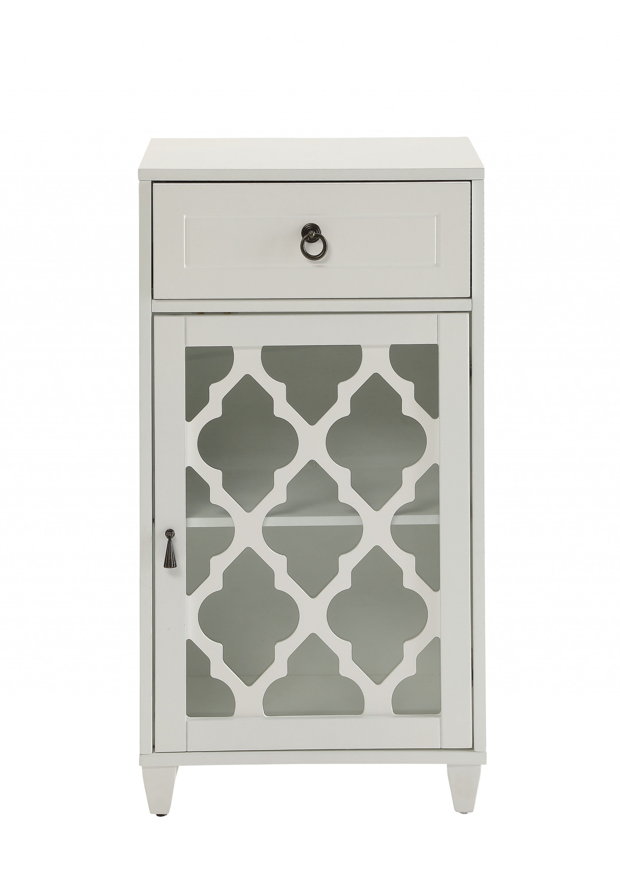  Fret Work Design Glass Door White Cabinet By Homeroots 