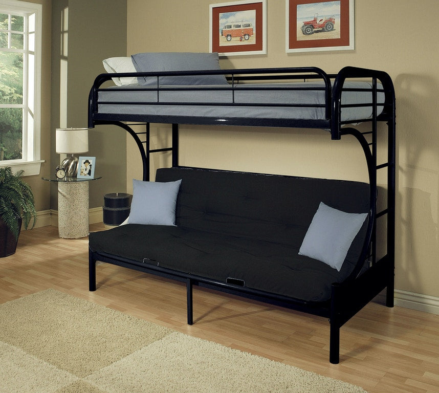  Twin Over Full Black Metal Tube Futon Bunk Bed By Homeroots 