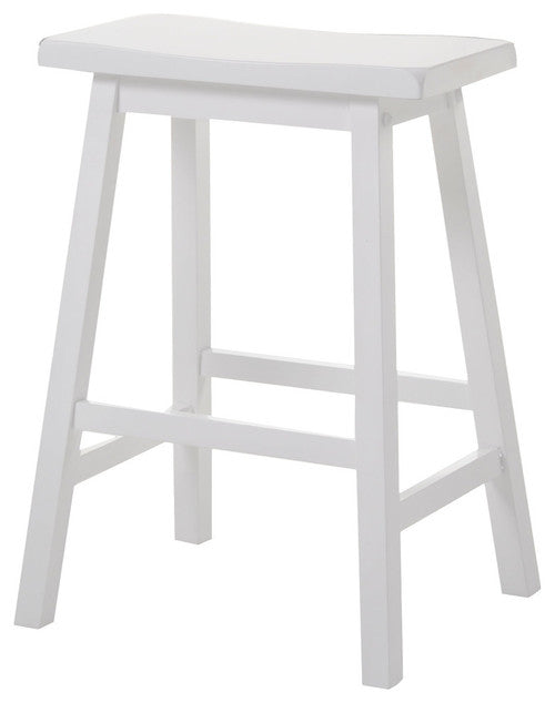  White Rubber Wood Bar Stool (Set-) By Homeroots 