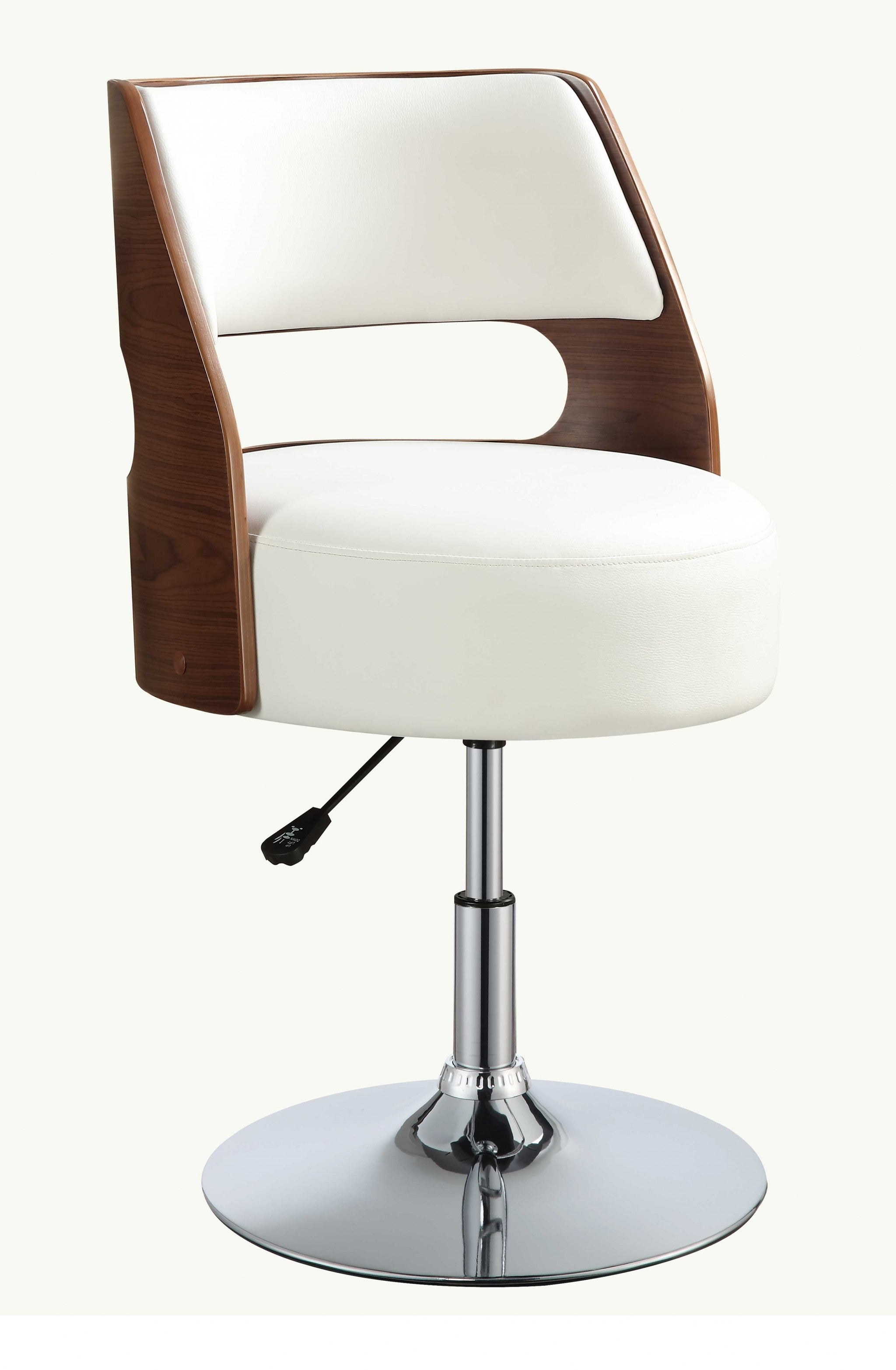  White And Walnut Swivel Adjustable Stool By Homeroots 