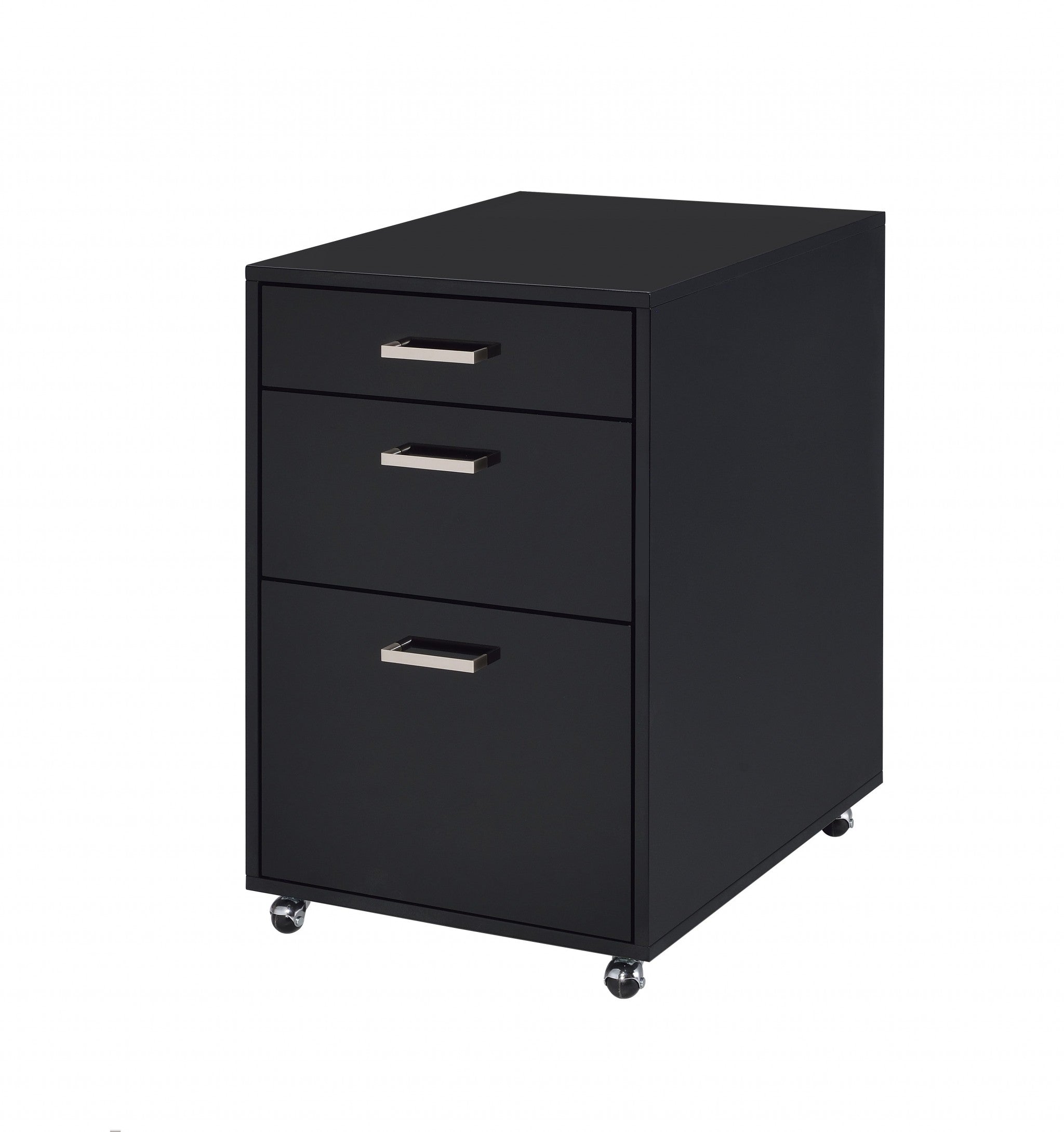  File Cabinet In Black High Gloss And Chrome - Metal Tube, Mdf, Poly Ven Black High Gloss And Chrome By Homeroots 