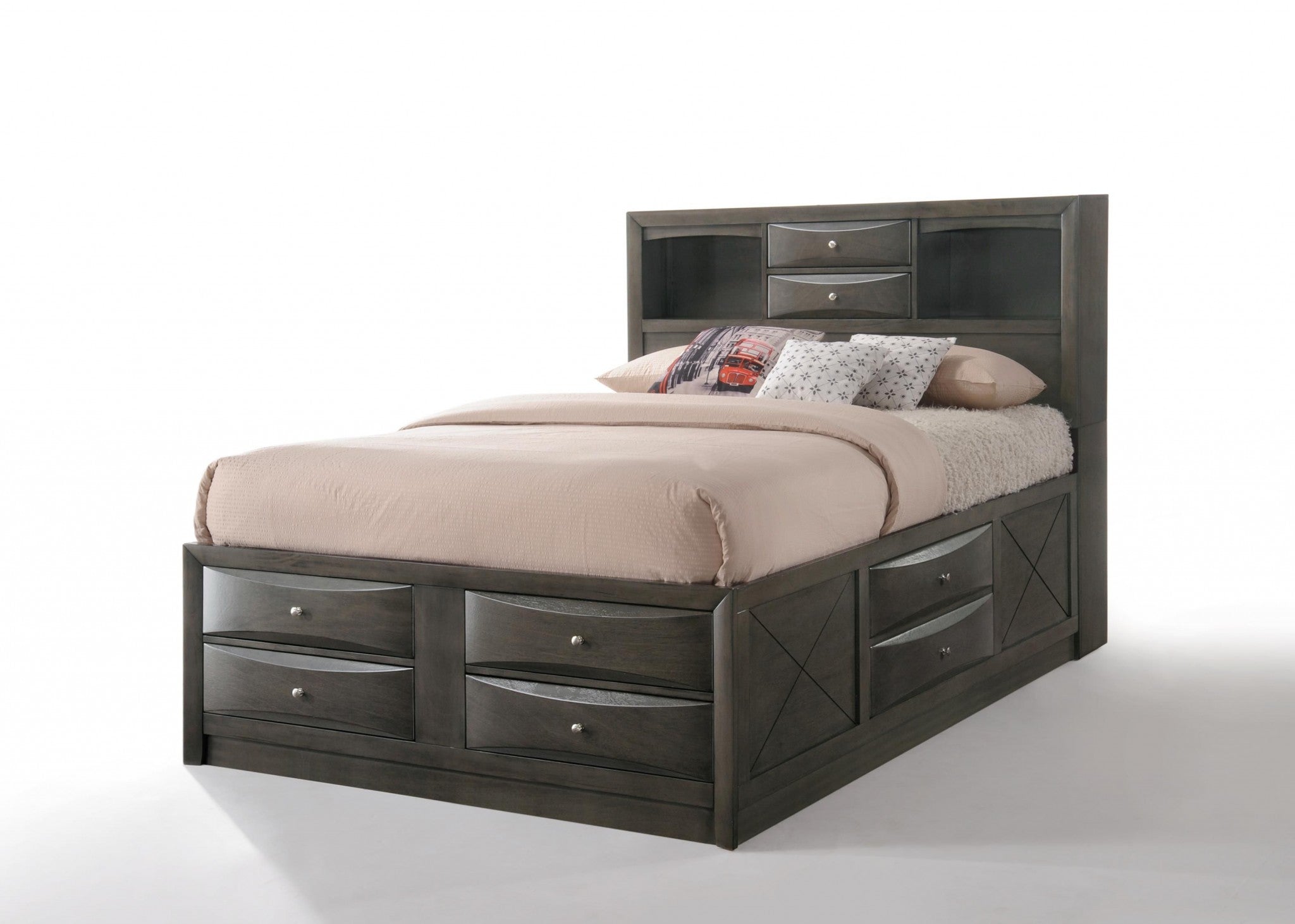  Eastern King Gray Oak Storage Bed By Homeroots 