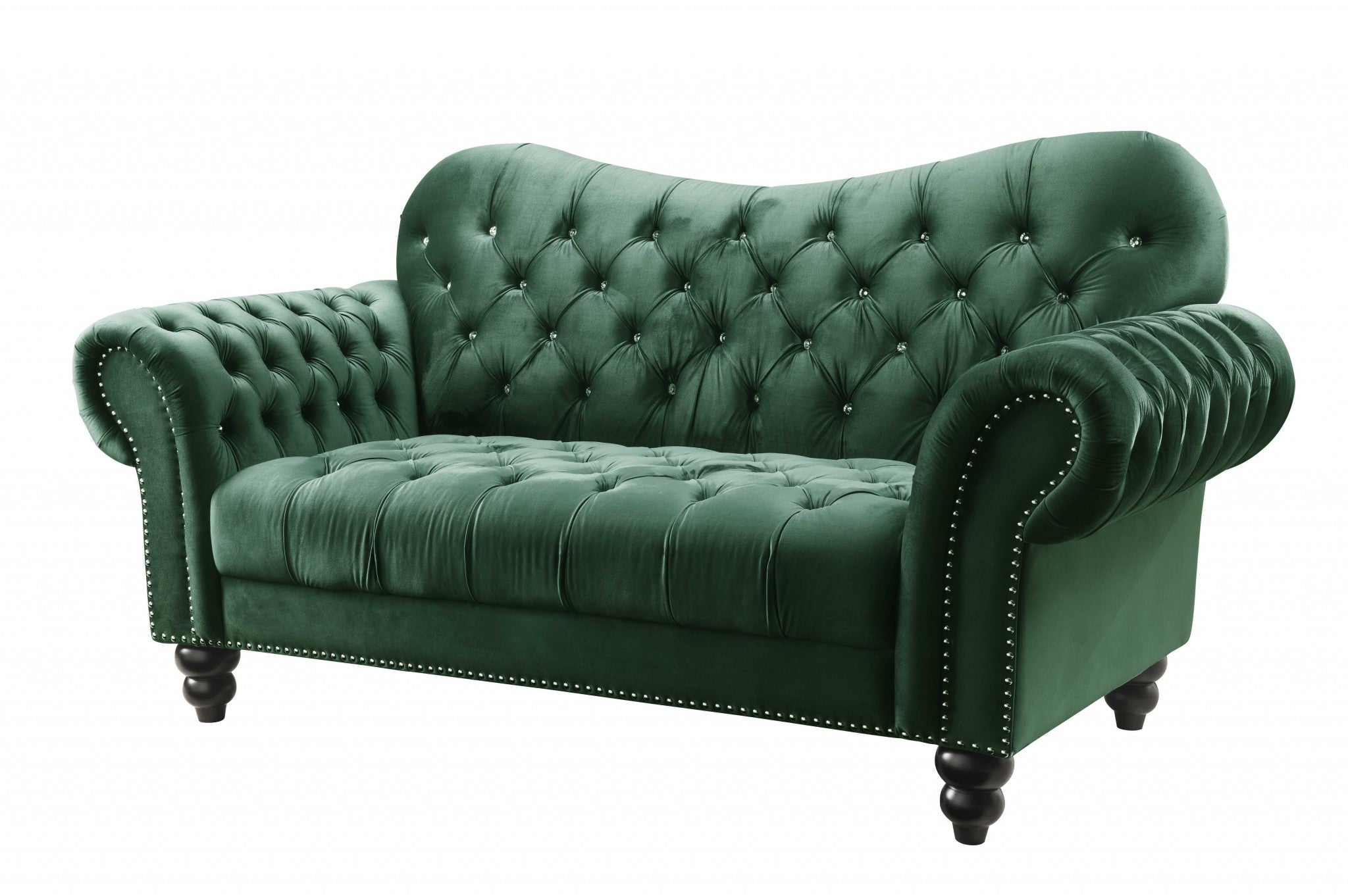  Green Velvet Loveseat By Homeroots 