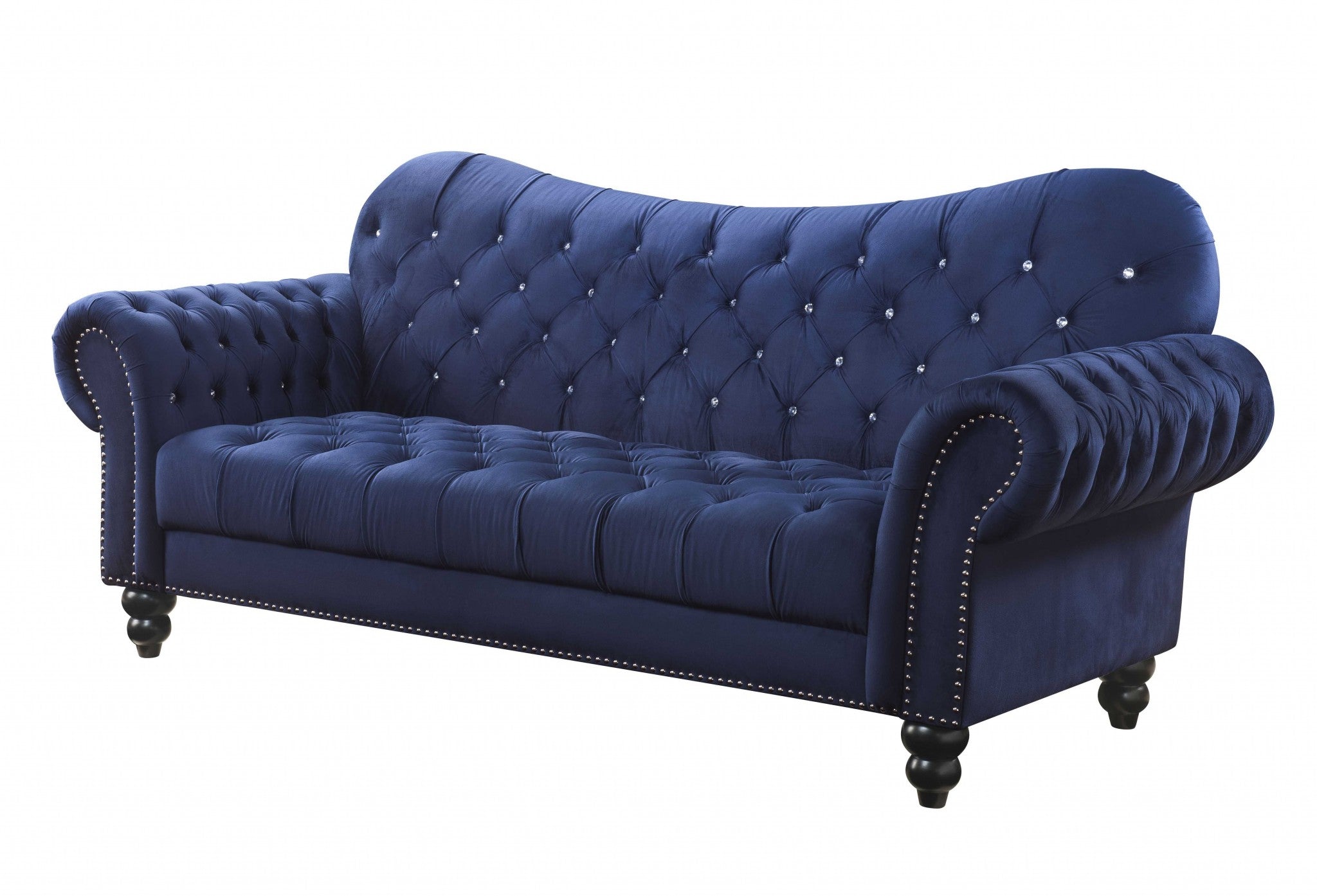  Navy Velvet Sofa By Homeroots 