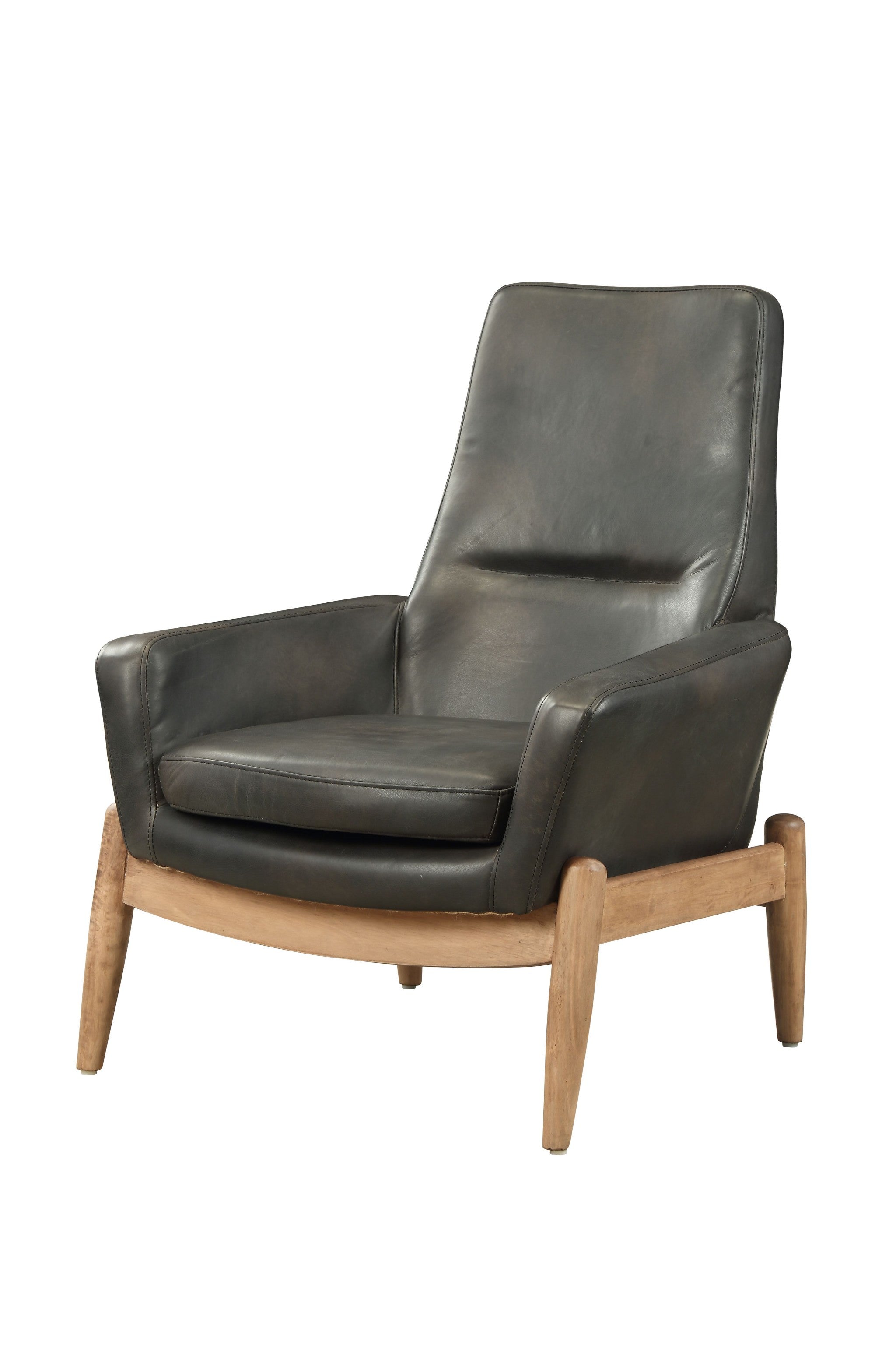  Black Top Grain Leather Accent Chair By Homeroots 