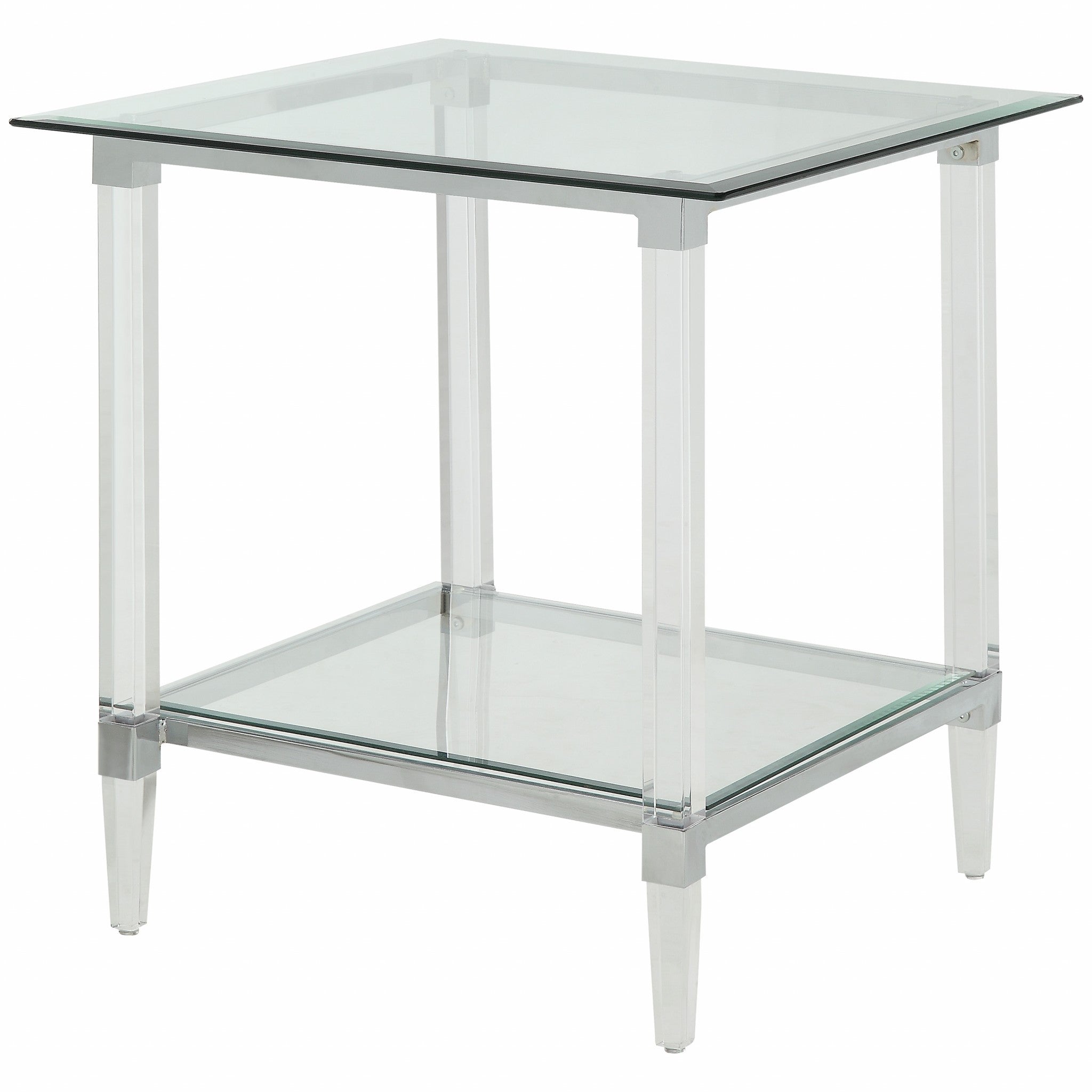  Chrome Clear Acrylic And Glass End Table By Homeroots - 318989 